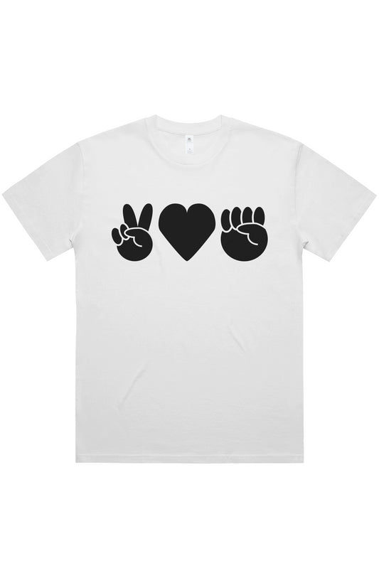 Peace Love Power Tee White